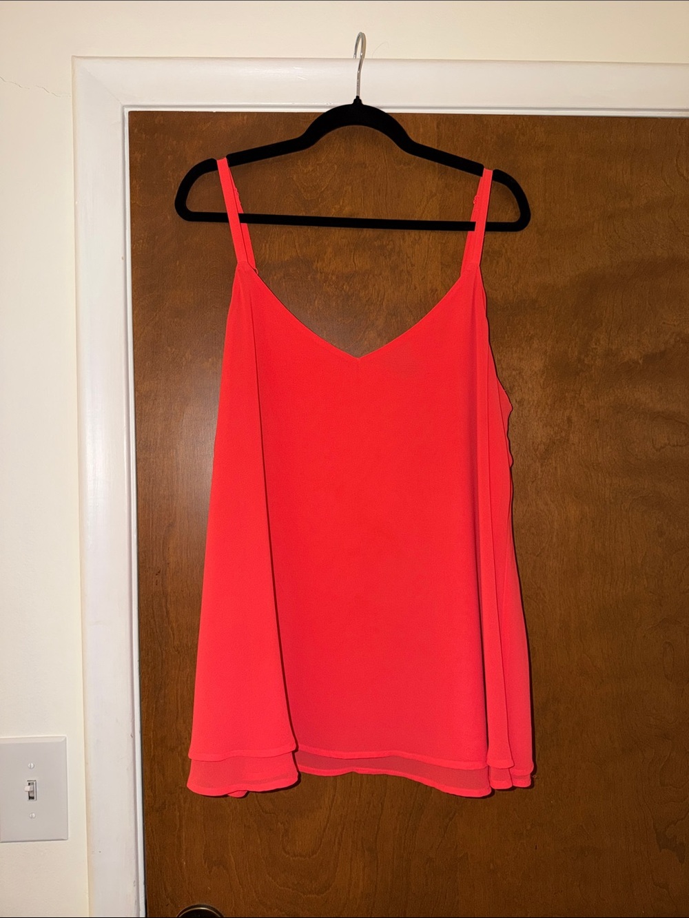 torrid Coral V-Neck Layered Hem Spaghetti Strap Camisole